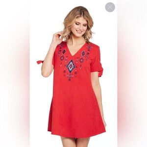Cowgirl Up Womens Coral Red Polyester Southwest Dress Small NWOT